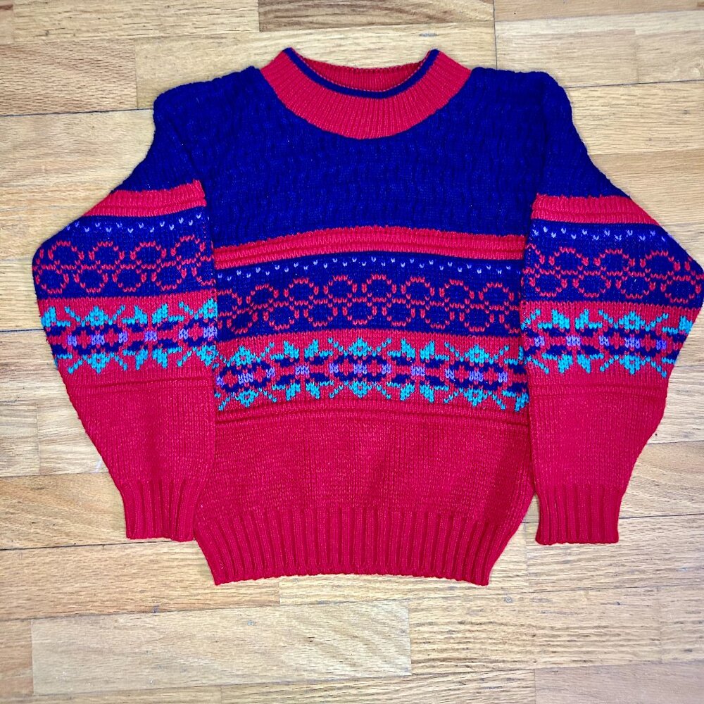 Exchange Unlimited Vintage knit navy/red kids sweater size 7 excellent condition